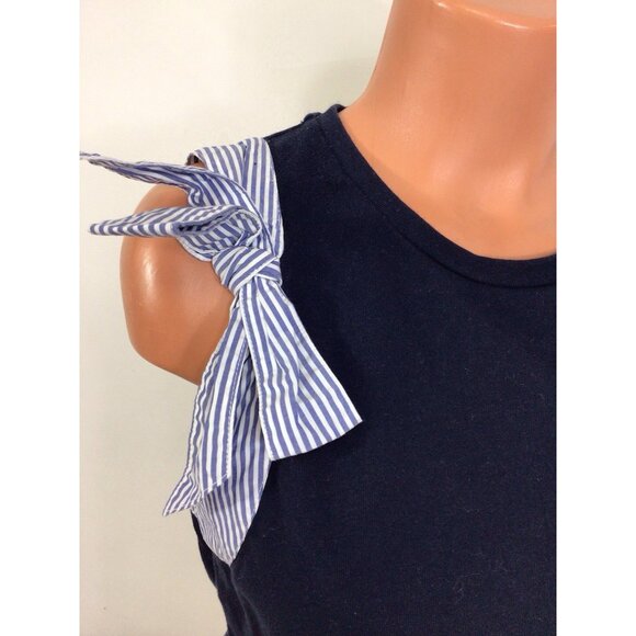 J Crew Blouse Top Stripe Bow Trim Womens Medium - Picture 3 of 7